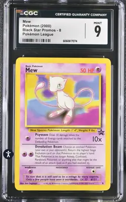 Mew 8 Wotc Black Star Promo Regular Pokemon League 2000 CGC 9 MINT - Image 2