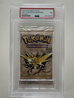 1999 Pokemon Fossil Unlimited Booster Pack - PSA 7 Zapdos Artwork 742818060714 - Image 1