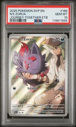 2025 Pokemon SVP Journey Together Black Star Promo N’s Zorua 189 PSA 10 Gem Mint - Image 1