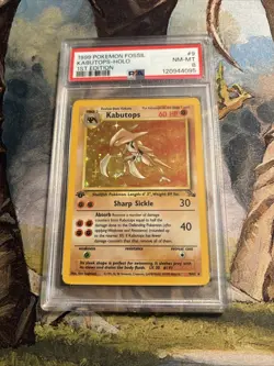 1999 Pokemon Fossil Kabutops Holo #9 First Edition PSA 8 *NEW CERT* VERY CLEAN! - Image 1
