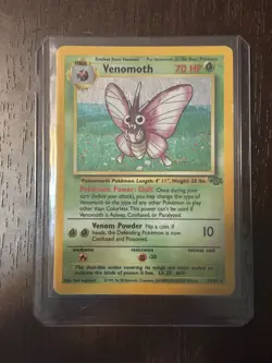 Pokemon TCG Venomoth Holo Unlimited Rare Card 13/64 Jungle Base Set WOTC - Image 1