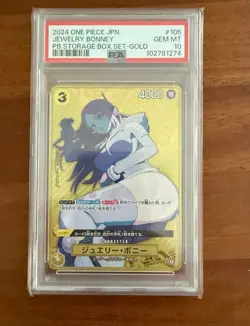 PSA 10 One Piece Card Jewelry Bonney OP08-105 Parallel Gold JPN - Image 1