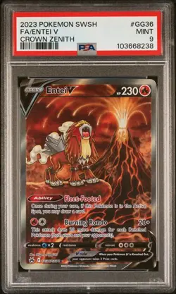 PSA 9 MINT Entei V Crown Zenith Galarian Gallery Pokemon Card GG36/GG70 - Image 1