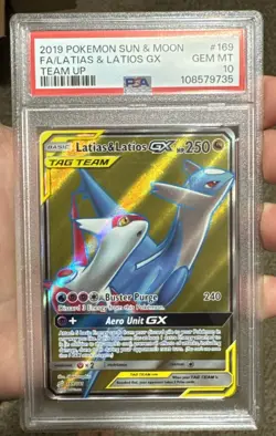 PSA 10 Latias Latios Gx Team Up 169/181 Sun Moon Full Art Pokemon Card GEM MINT - Image 1