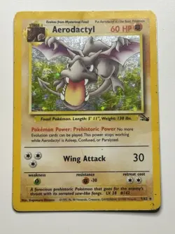 Pokemon TCG Aerodactyl Fossil Holo Card 1/62 Unlimited Rare - Image 1