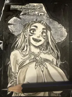 MTG Altered Art Anime Drudge Skeletons Hand drawn - Image 1