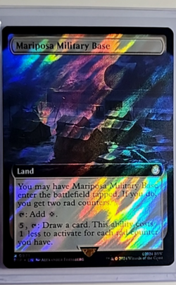 Magic The Gathering PIP Fallout Extended Art Surge Foil Mariposa Military Base - Image 1