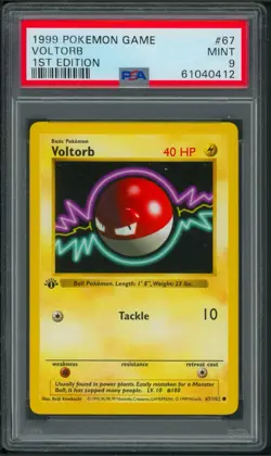 Pokemon 1st Edition Base Set Voltorb 67/102 PSA 9 - Image 1