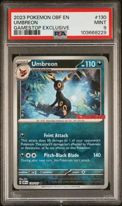 PSA 9 Umbreon 2023 Pokemon Obf En-Obsidian Flames 130 Gamestop Exclusive MINT - Image 1