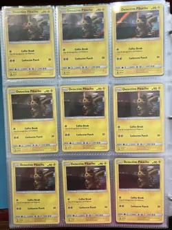 Pokemon Binder Page Lot - 18x Detective Pikachu Holo Cards 2019 Movie Promo - Image 1