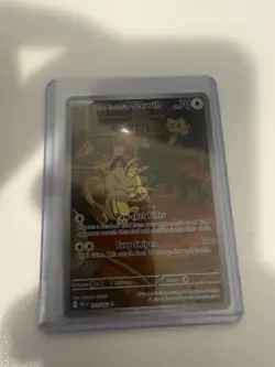 Pokemon TCG Destined Rivals Team Rockets Meowth Illustration Rare Card 203/182 - Image 5