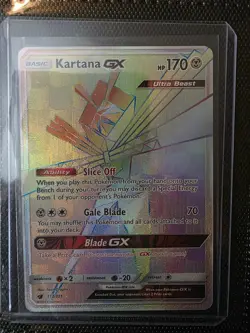 Pokemon Kartana GX Crimson Invasion Rainbow Holo Card 117/111 Secret Rare - Image 1