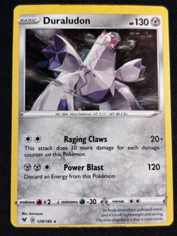 Pokemon TCG Duraludon 2020 Vivid Voltage Cosmos Holo Rare Card #129/185 - MISCUT - Image 1