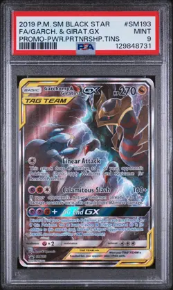 PSA 9 Garchomp & Giratina GX SM193 Tag Team Alt Art Pokemon Card - Image 1