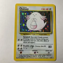 Chansey 3/102 Holo 1999 WOTC Pokemon TCG Base Set Unlimited Rare Card MP QC1 - Image 1