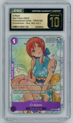 2025 One Piece Illustration Box Vol.1 O-Nami OP05-062 Promo Card CGC Pristine 10 - Image 1