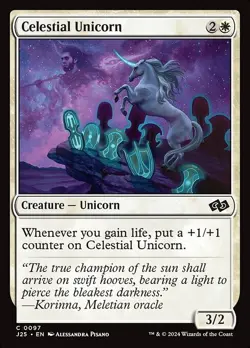 NM Celestial Unicorn, MTG, Foundations Jumpstart, Magic the Gathering, 97 - Image 1