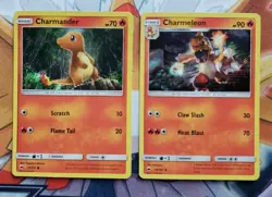 Pokemon Charmander 18/147 Charmeleon 19/147 Burning Shadows LP Holo Rare - Image 1