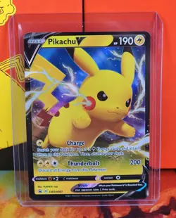 Pokemon TCG Pikachu V SWSH061 Sword & Shield Black Star Promo Holo Card NM - Image 1
