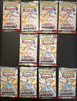 Pokemon Prismatic Evolutions 10 Booster Pack Lot NO RESERVE! - Image 1