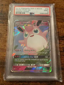 2019 Pokemon: WIGGLYTUFF GX 42/68 [Hidden Fates] Ultra Rare - Gem Mint PSA 9 - Image 1