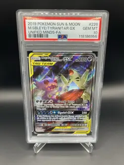 2019 Pokemon S&M Unified Minds Mega Sableye And Tyranitar GX FA #226 PSA 10 - Image 1