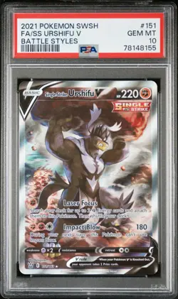 Urshifu V 151/163 Single Strike Full Art Battle Styles PSA 10 GEM MINT 2021 SWSH - Image 1