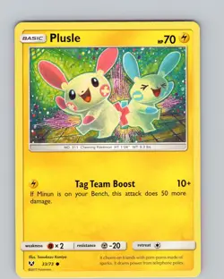 Pokemon TCG Plusle S&M Shining Legends 33/73 Regular Common Card NM - Image 1