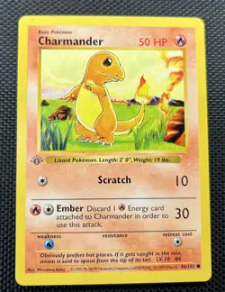 Pokemon TCG - Charmander Base Set 1st Edition Shadowless Common Card 46/102 (NM) - Image 2