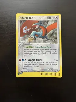 Salamence 19/97 Holo Rare E-League Promo Winner Stamped Pokemon Card DMG - Image 1