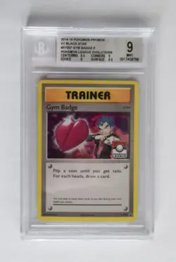 BGS 9 MINT POKEMON 2016 LEAGUE EVOLUTIONS XY BLACK STAR PROMOS GYM BADGE #XY207 - Image 1