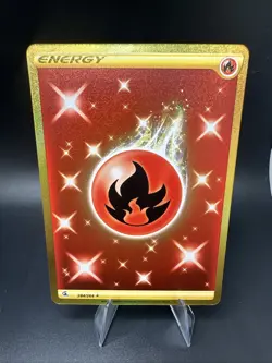 Pokemon TCG Gold Fire Energy 284/264 Secret Rare Fusion Strike Sword & Shield - Image 1