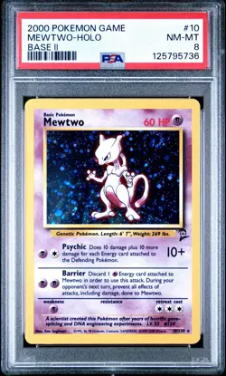 2000 Pokemon Mewtwo 10 Base Set 2 Psa 8 - Image 1