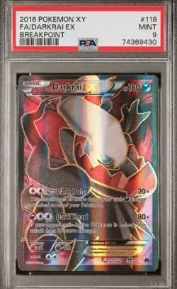PSA 9 Mint 2016 POKEMON XY BREAKPOINT #118 FULL ART DARKRAI EX - Image 1
