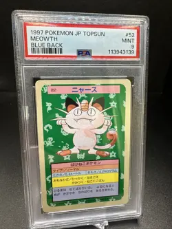1997 POKEMON JPN TOPSUN BLUE BACK #52 MEOWTH PSA9. 1st Print - Image 1
