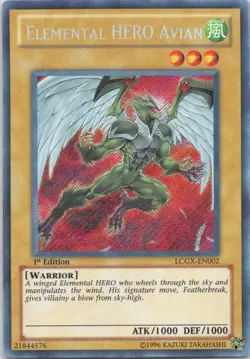 1996 TCG 1st Edition ELEMENTAL HERO AVIAN HOLO RARE #LCGX-EN002 - Image 1