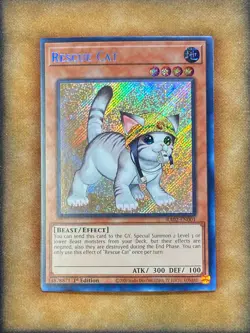 Yugioh Rescue Cat RA02-EN001 Secret Rare MGED Art 1st Ed NM - Image 1