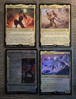 MTG Final Fantasy lot of 4 Mythic Cards Cloud Ex Soldier Summon Bahamut Celes - Image 1
