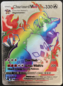 Charizard Vmax Rainbow Silver Foil Textured Display Card - Image 1