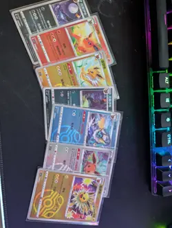 Lot of 7 Chinese Pokemon cbb2C Cards - Masterball Holos + 1 Stamped Flareon - Image 1