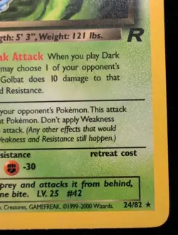 Dark Golbat 24/82 1st Edition Nonholo Team Rocket NM Vintage Pokemon Card - Image 4