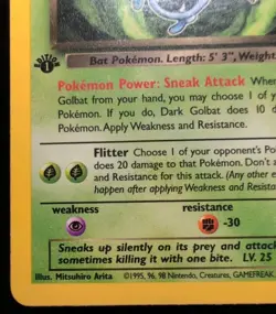 Dark Golbat 24/82 1st Edition Nonholo Team Rocket NM Vintage Pokemon Card - Image 5