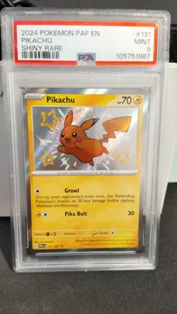 Pokemon Pikachu TCG Scarlet & Violet Paldean Fates Card 131/091 Shiny Rate PSA 9 - Image 1
