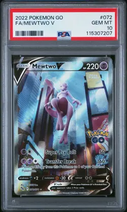 2022 POKEMON GO #072 FULL ART/MEWTWO V PSA 10 - Image 1