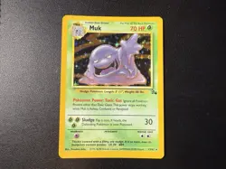 Pokemon TCG Muk Holo Rare Card 13/62 Fossil MP+ - Image 1