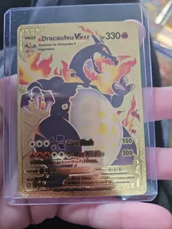 Dracaufeu ( Charizard ) Vmax Gold Foil Fan Art Vinyl Textured Collector Pokemon - Image 1