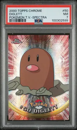 2000 Topps Chrome Pokemon T.V. Diglett Spectra Holo #50 - PSA 7 (NM) - Image 1