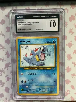 Pokemon 1999 Japanese Totodile Neo Premium File CGC 10 GEM MINT - Image 1