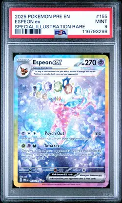 2025 POKEMON PRE EN-PRISMATIC EVOLUTIONS #155 ESPEON EX PSA 9 - Image 1