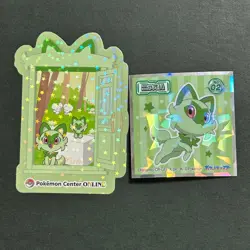 M1444 Sprigatito Japanese Pokemon Center Pikachu Prize Award Stickers - Image 1
